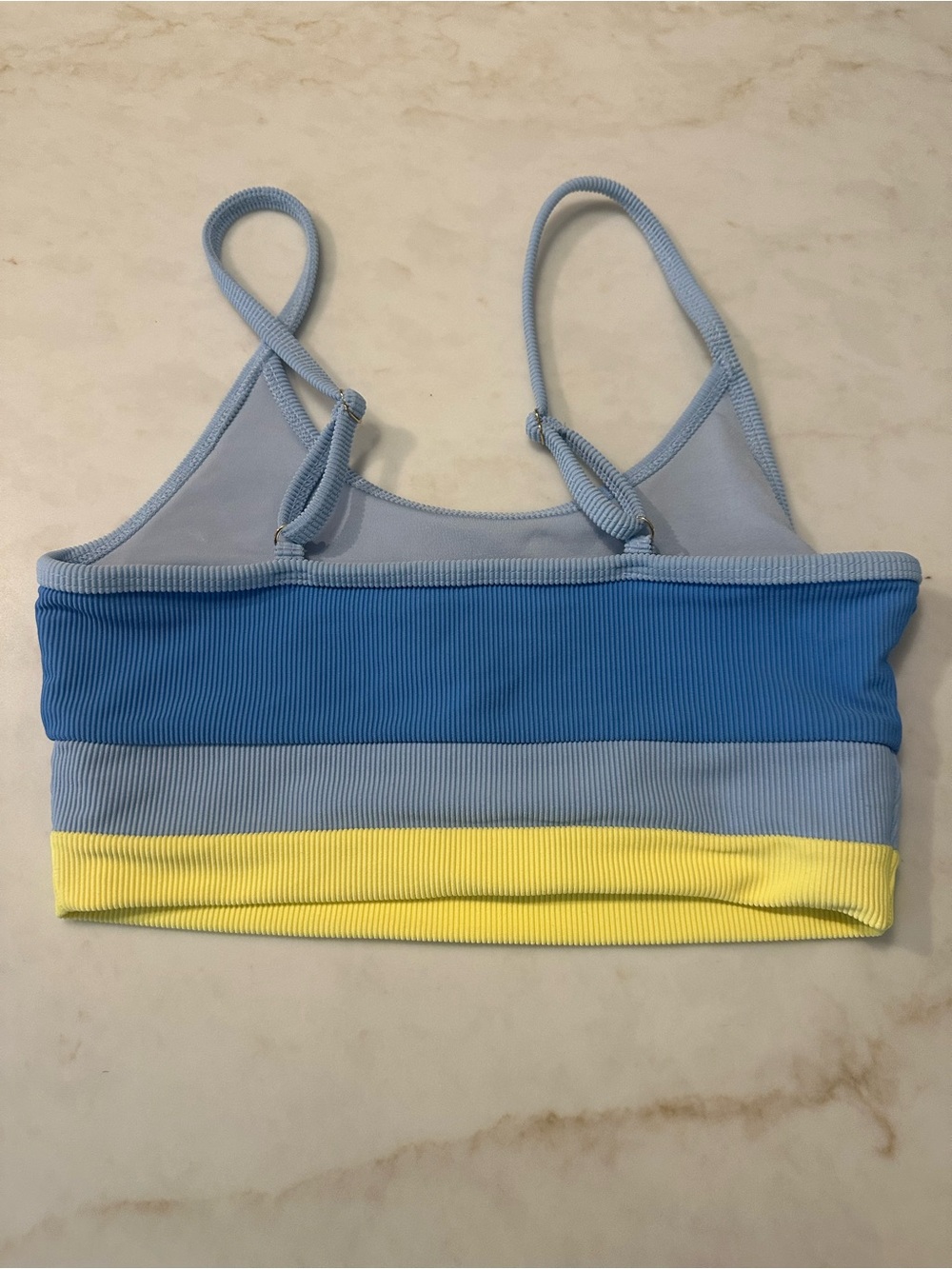 New! Beach Riot Blue Yellow Eva Colorblock Pullover Bikini Top M 4114 - Picture 5 of 7